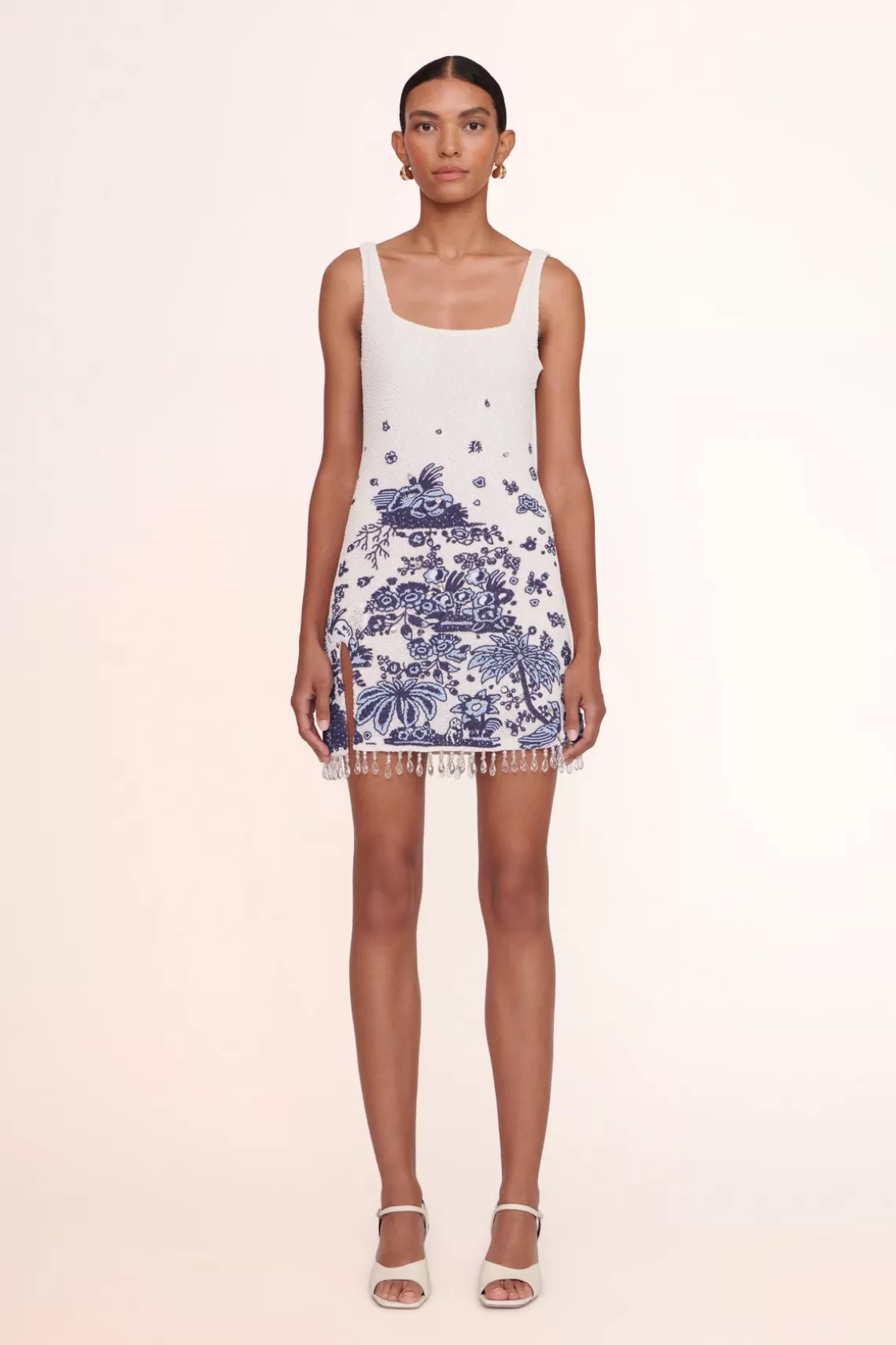 STAUD LE SABLE DRESS  BLUE TOILE