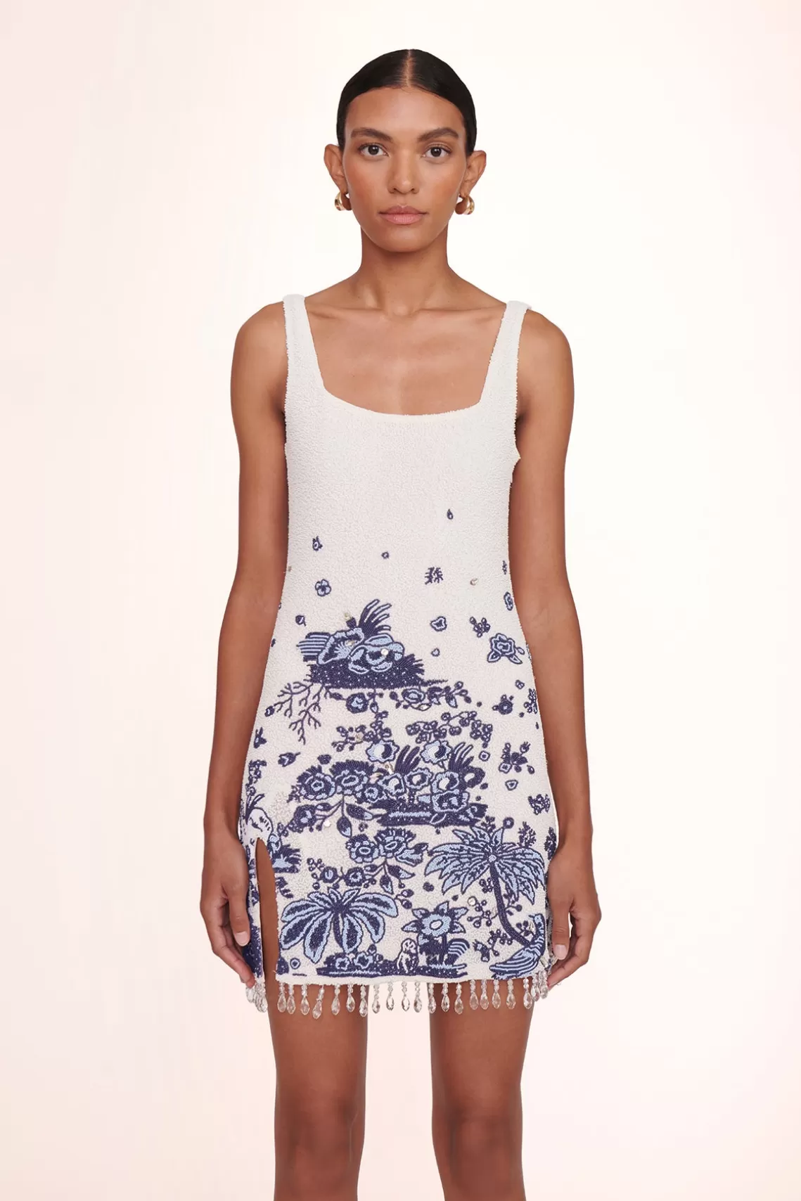 STAUD LE SABLE DRESS  BLUE TOILE