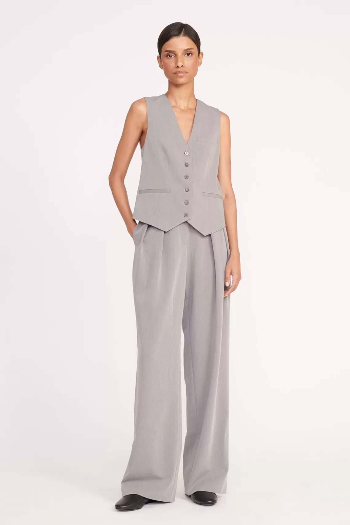 STAUD LUISA PANT  HEATHER GREY SUITING