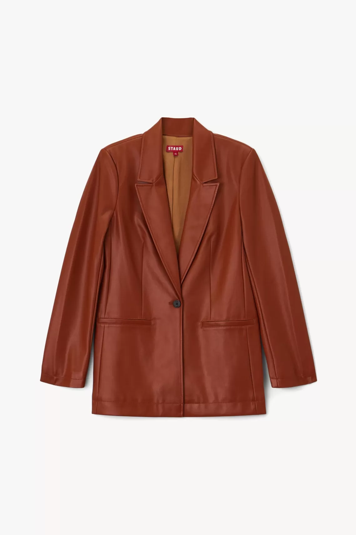 STAUD MADDEN BLAZER  WHISKEY VEGAN LEATHER