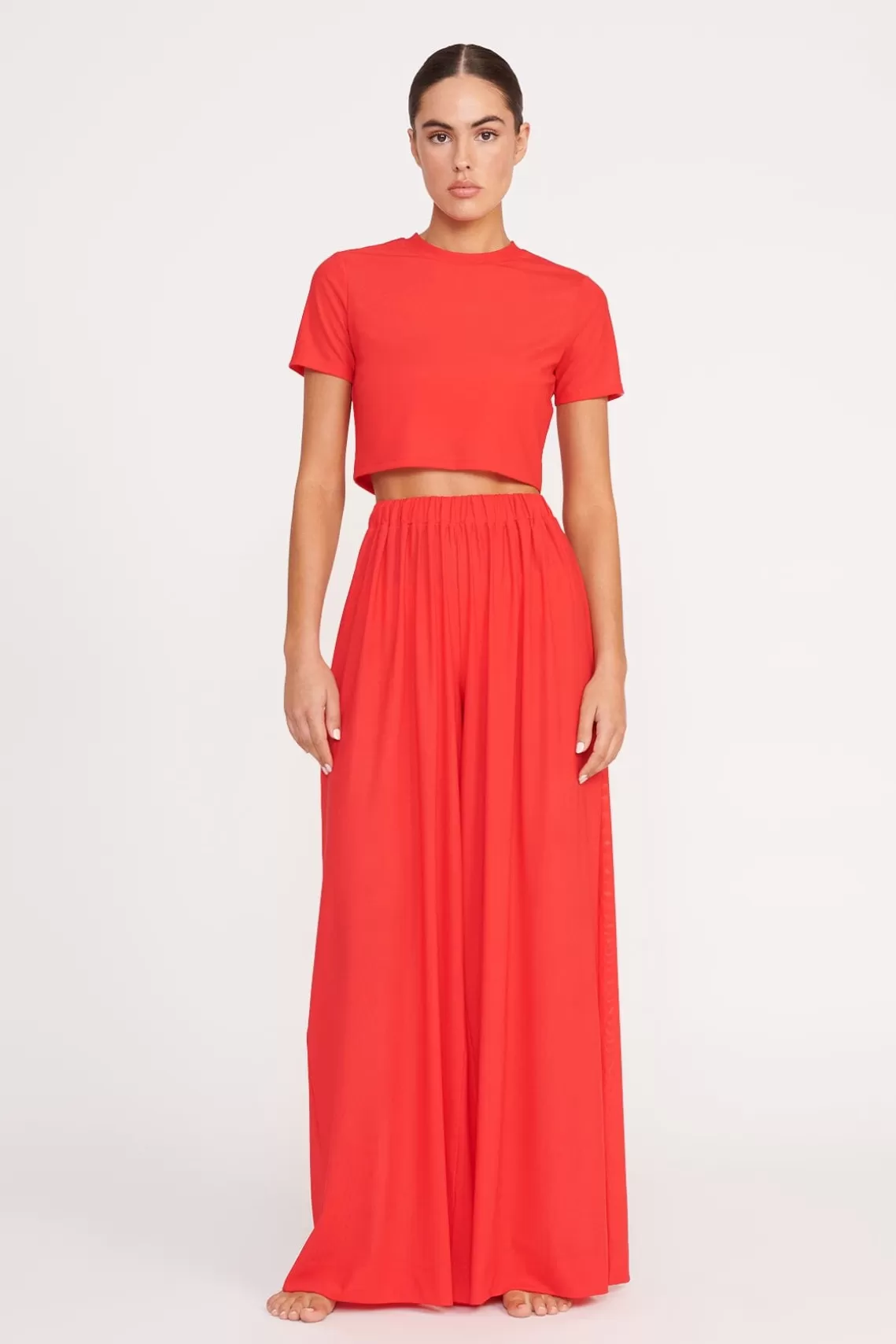 STAUD MARZA COVERUP PANT  RED ROSE