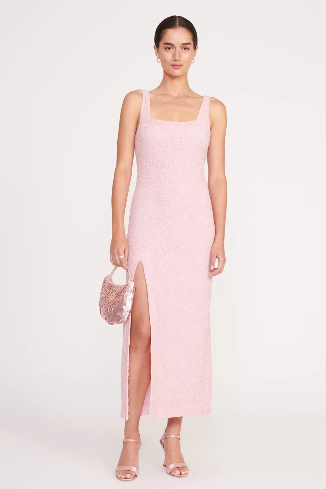 STAUD MIDI LE SABLE DRESS  CHERRY BLOSSOM