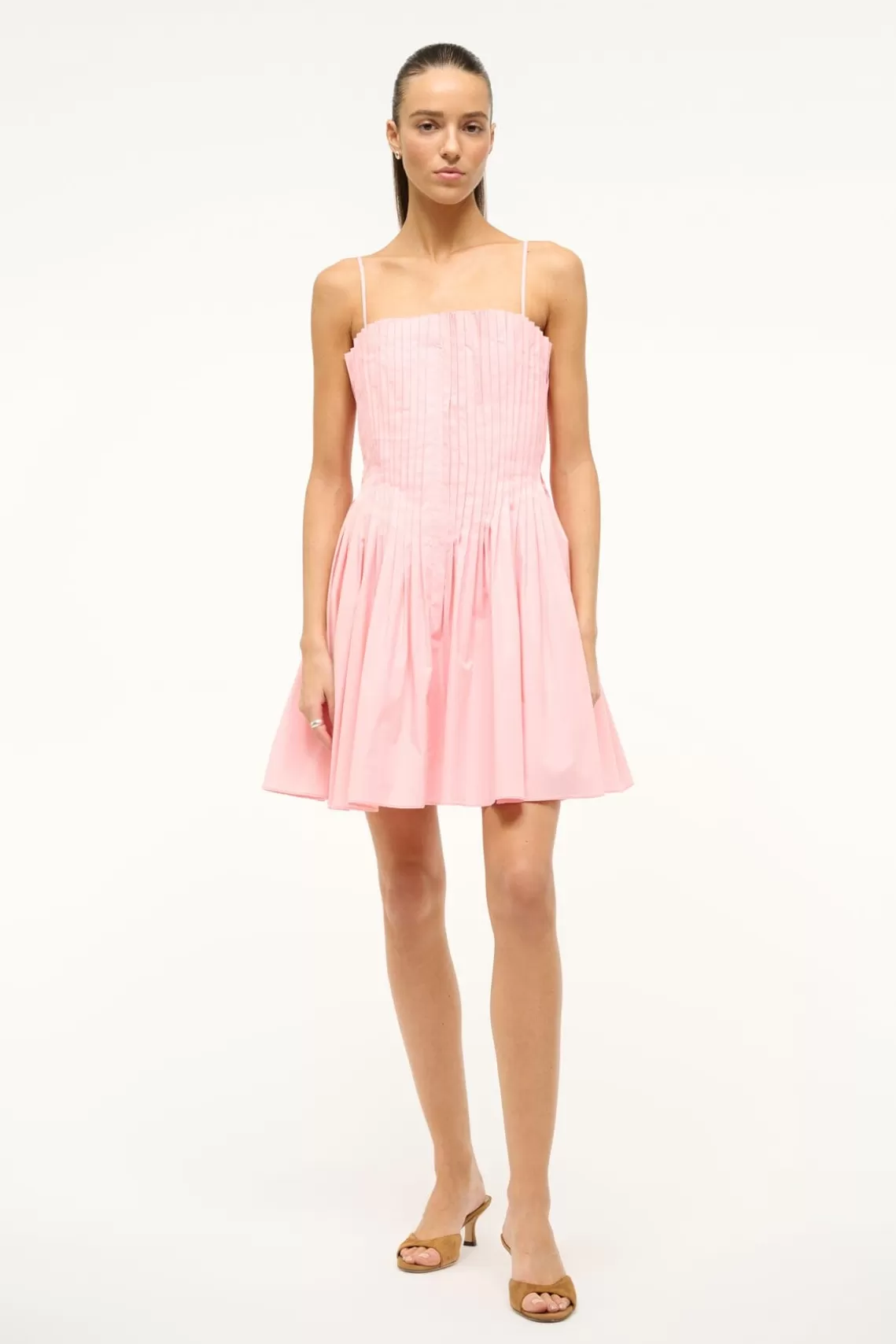 STAUD MINI BELLA DRESS  PEARL PINK