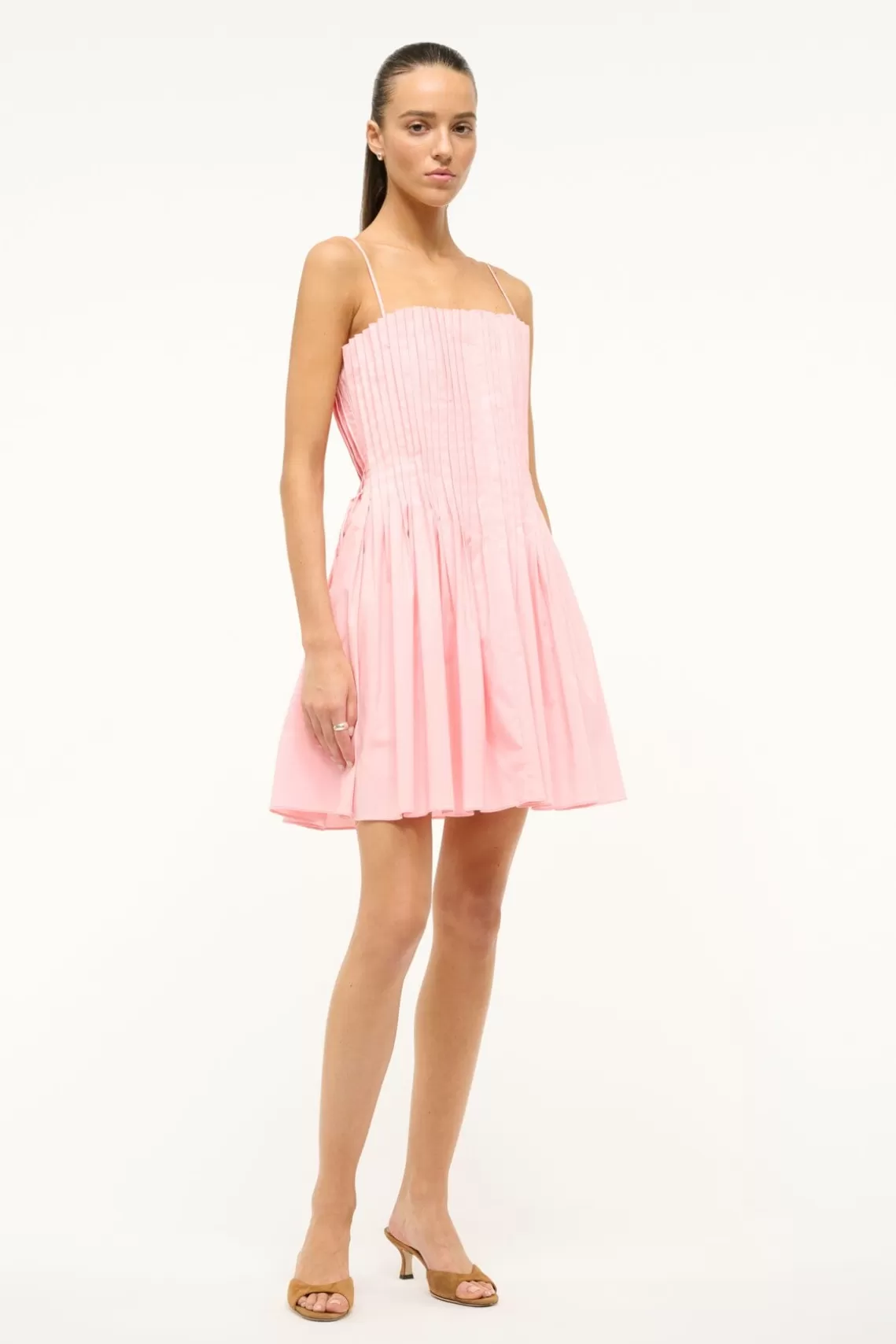 STAUD MINI BELLA DRESS  PEARL PINK