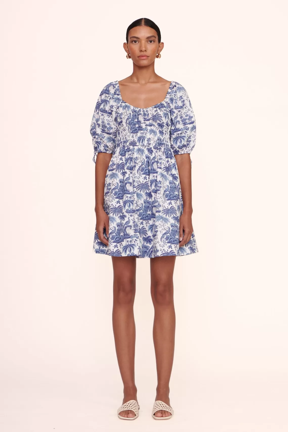 STAUD MINI FAYE DRESS  BLUE TOILE