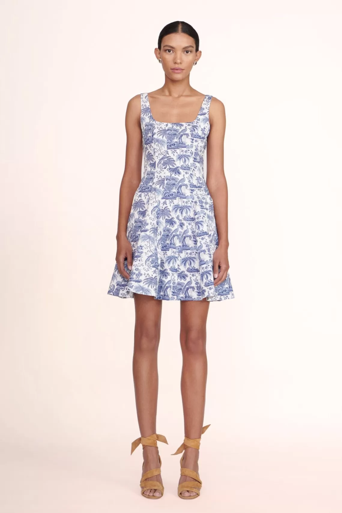 STAUD MINI WELLS DRESS  BLUE TOILE