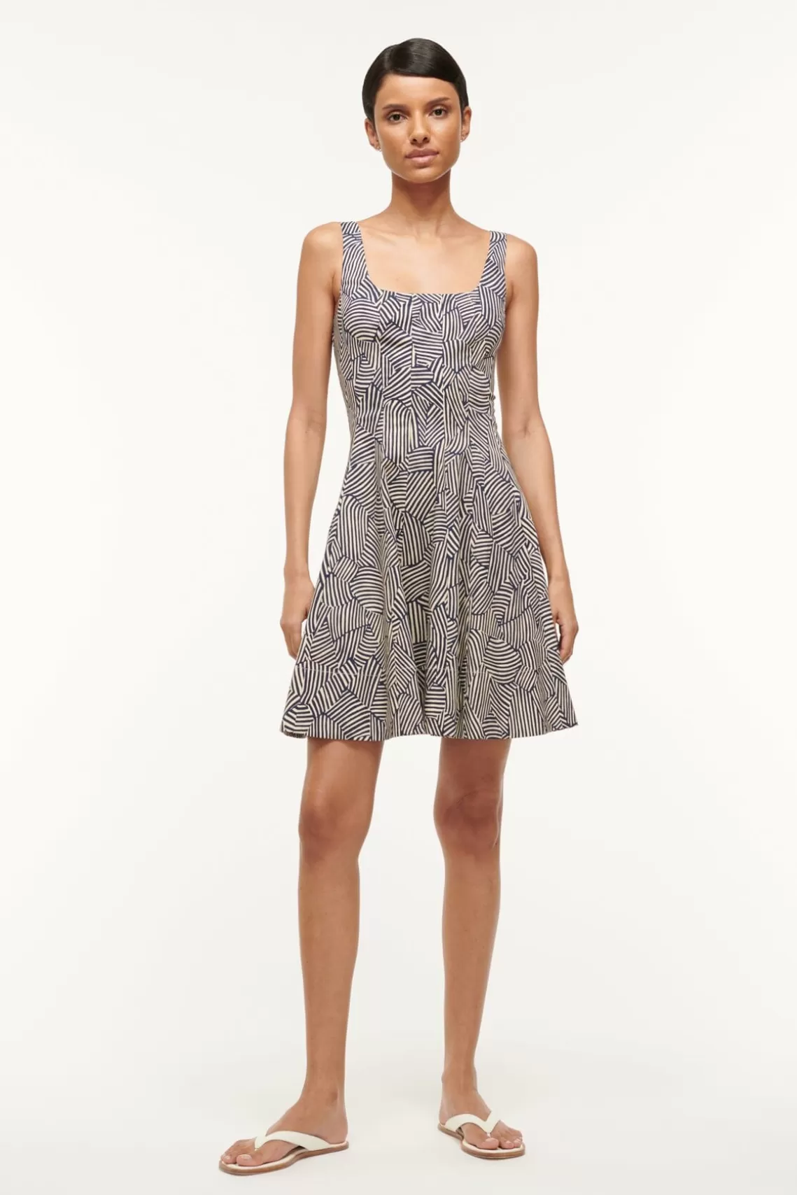 STAUD MINI WELLS DRESS  NAVY MOSAIC