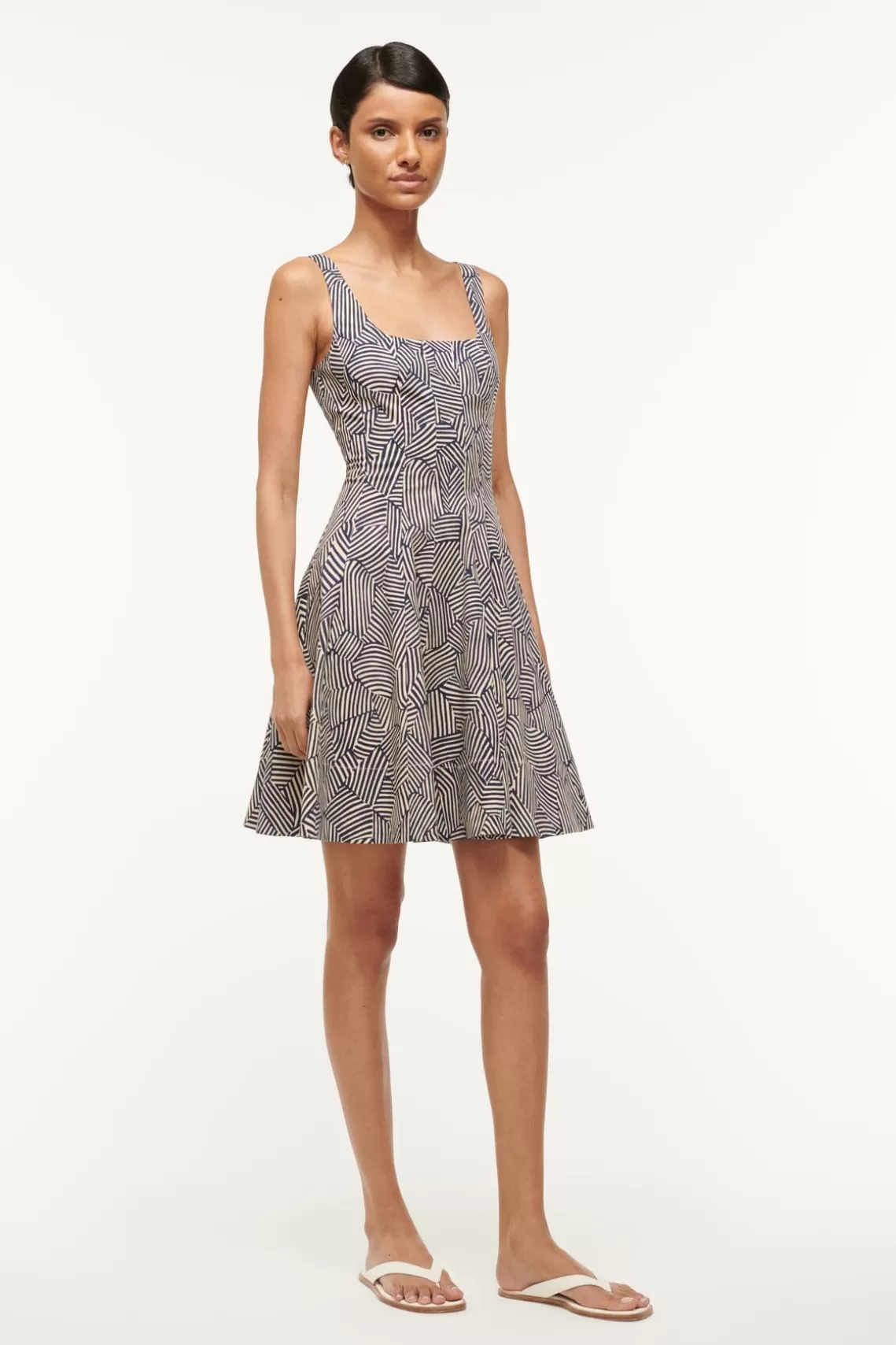 STAUD MINI WELLS DRESS  NAVY MOSAIC