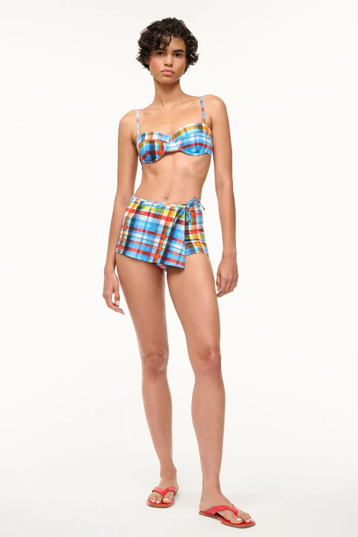 STAUD MIRA SWIM SKIRT  MADRAS PLAID