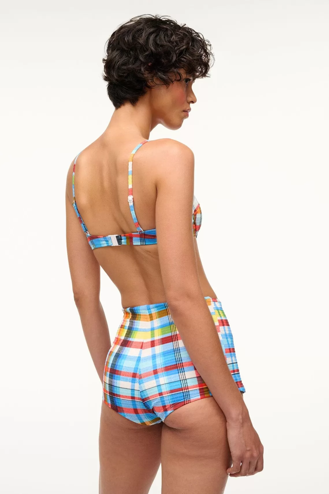 STAUD MIRA SWIM SKIRT  MADRAS PLAID