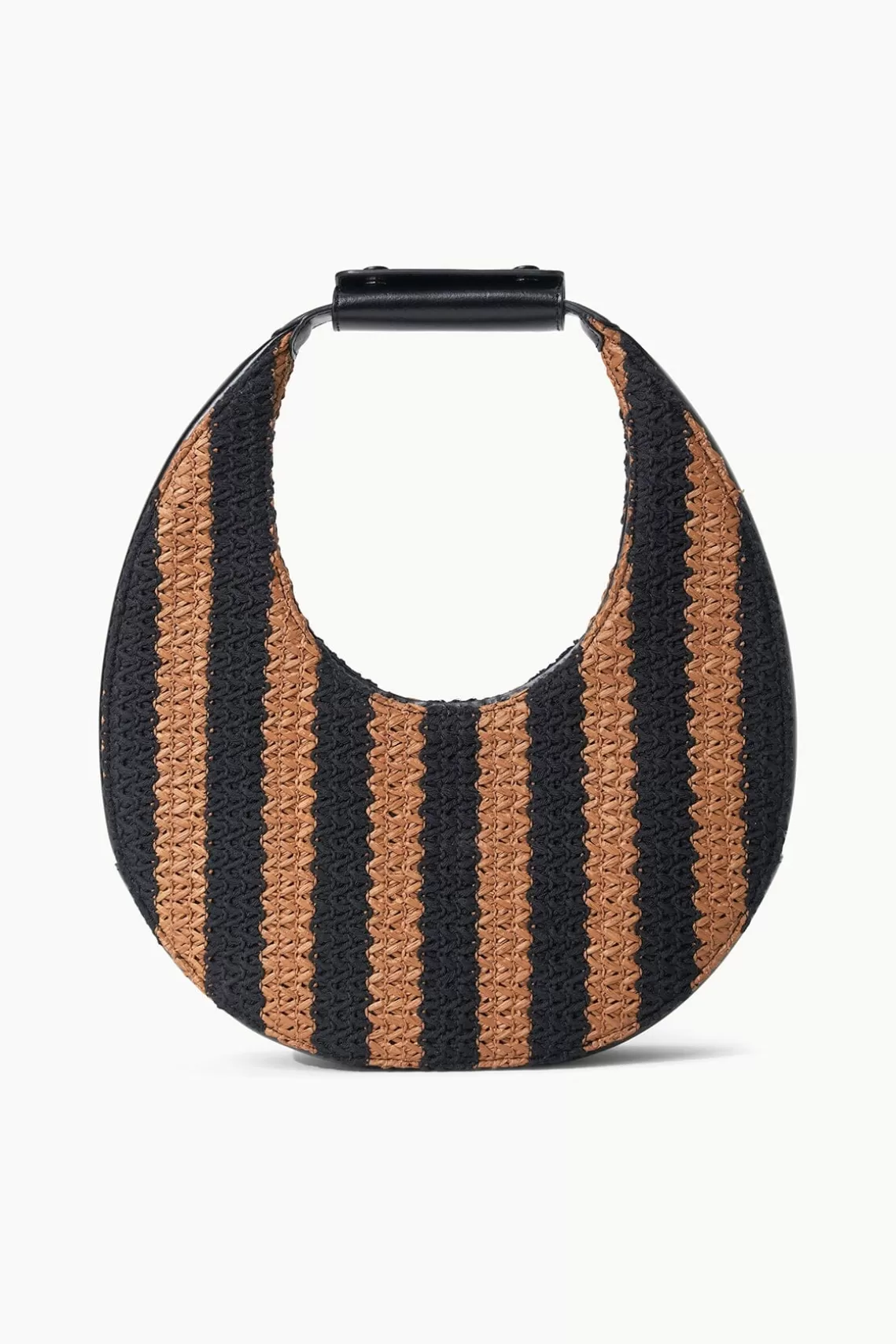 STAUD MOON BAG  BLACK TAN SEASHORE STRIPE