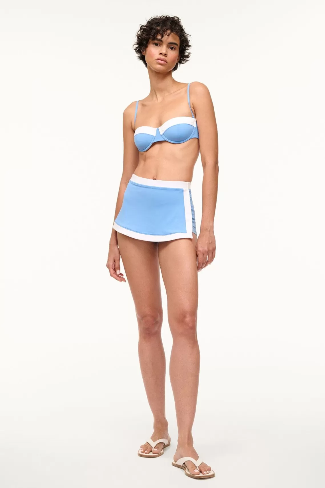 STAUD NELL SWIM SKIRT  AZURE WHITE