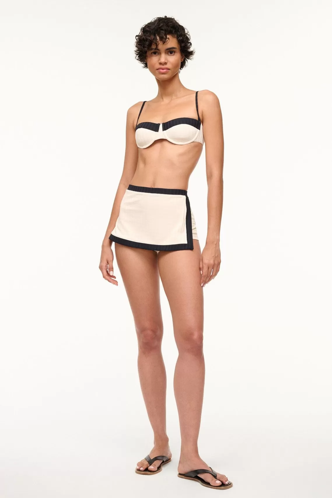 STAUD NELL SWIM SKIRT  IVORY BLACK