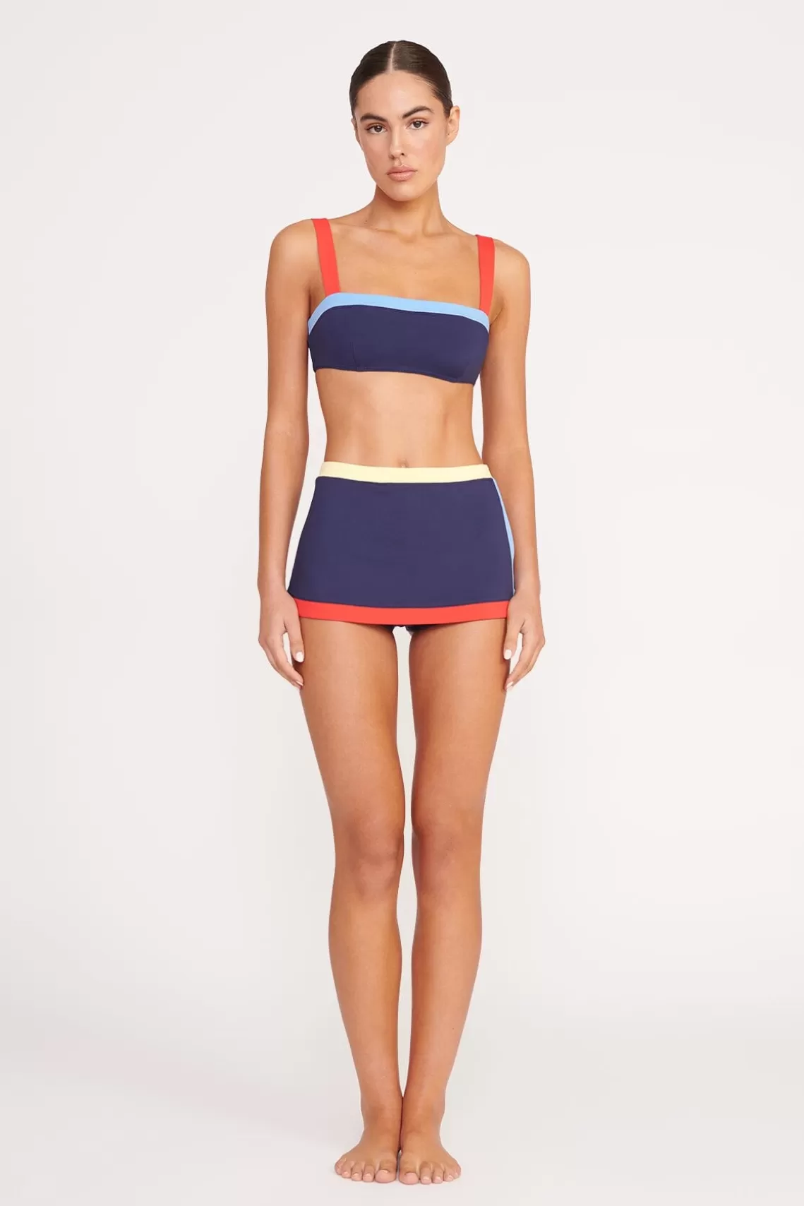 STAUD NELL SWIM SKIRT  NAVY COLORBLOCK