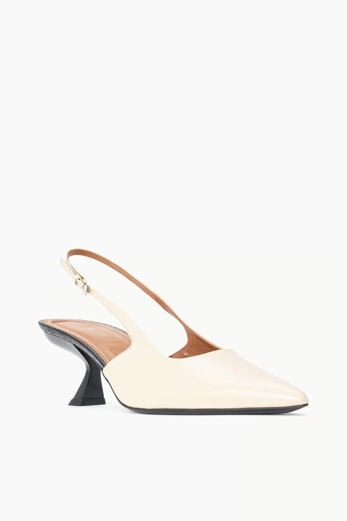 STAUD NEVE SLINGBACK HEEL  CREAM BLACK