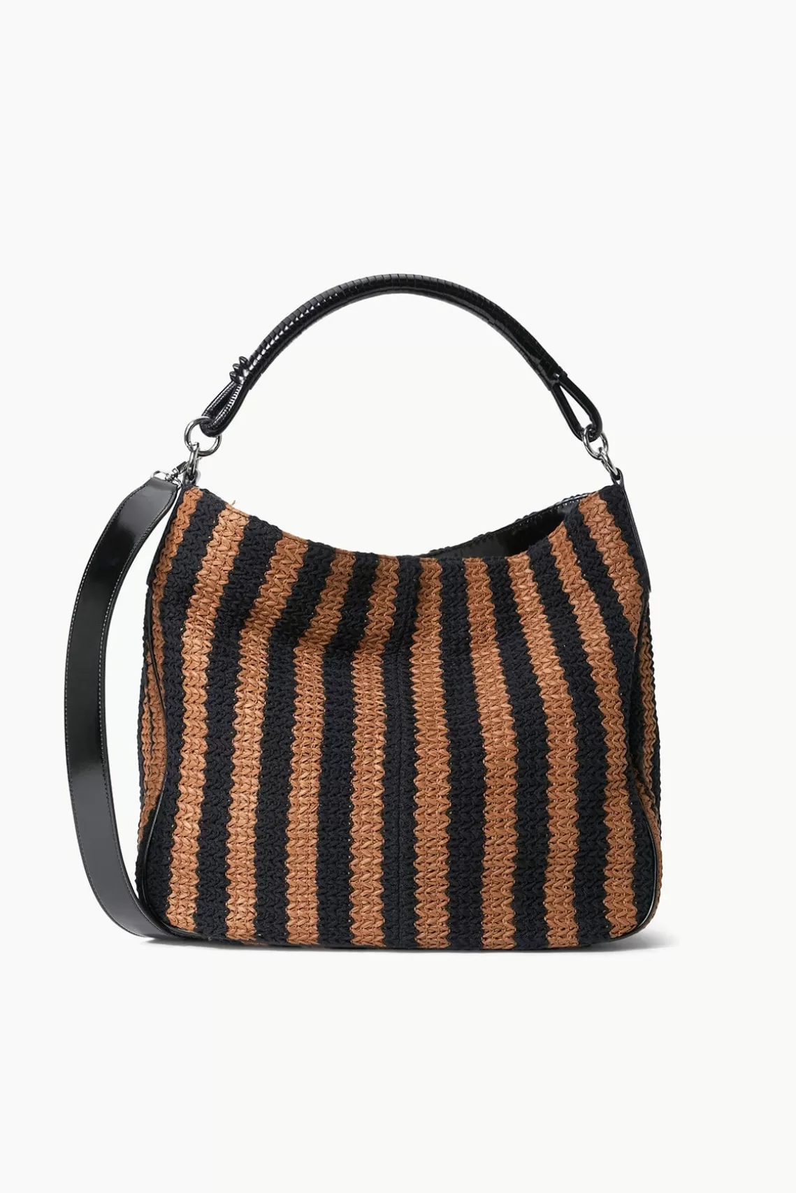 STAUD PERRY BAG  BLACK TAN SEASHORE STRIPE