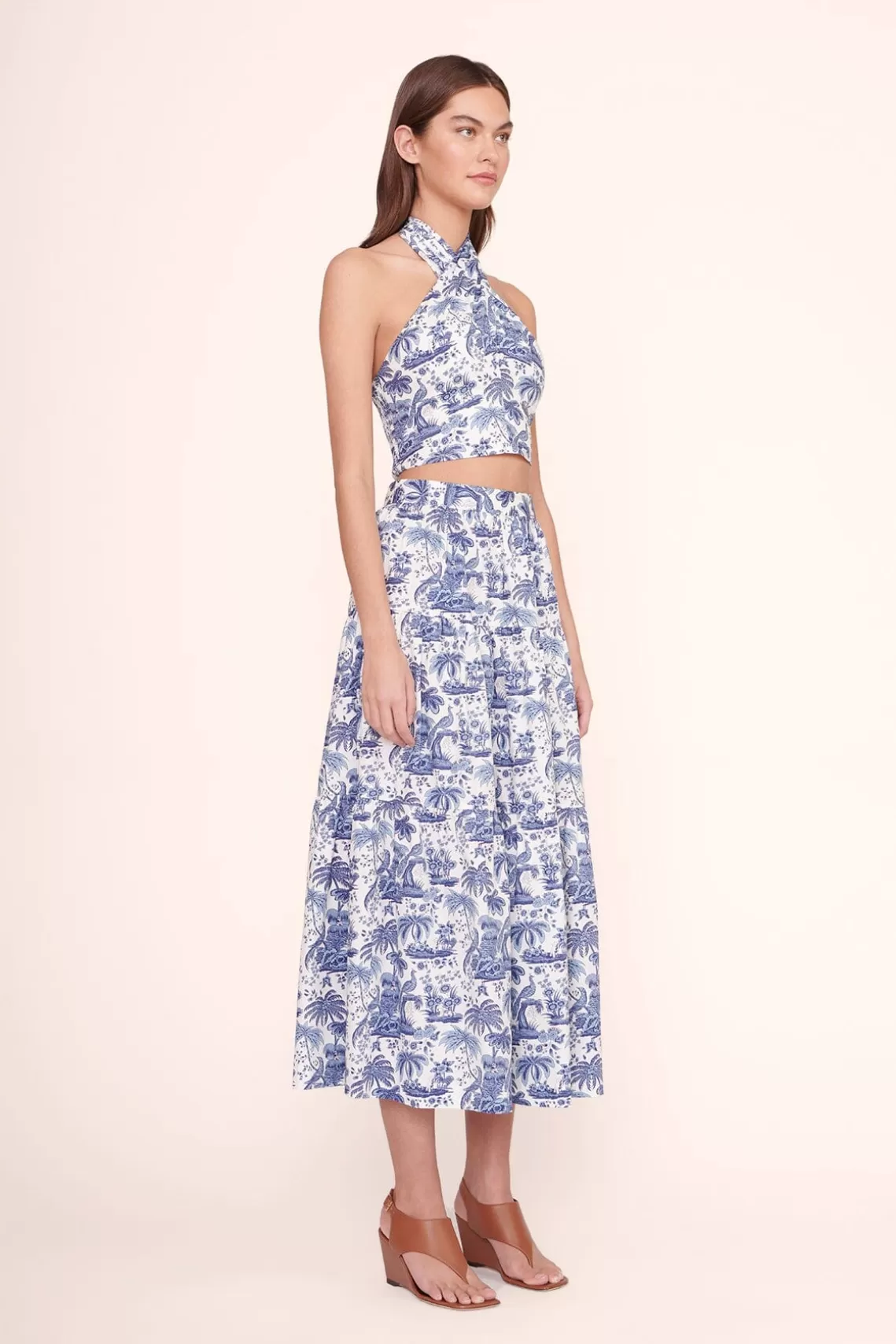 STAUD SEA SKIRT  BLUE TOILE