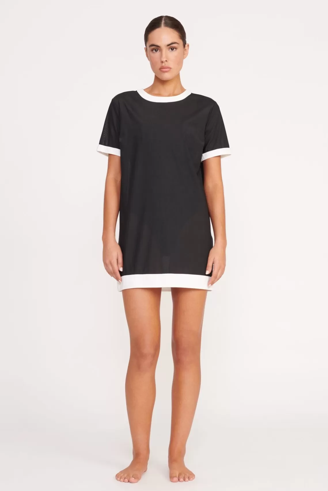 STAUD SELAH DRESS  BLACK WHITE