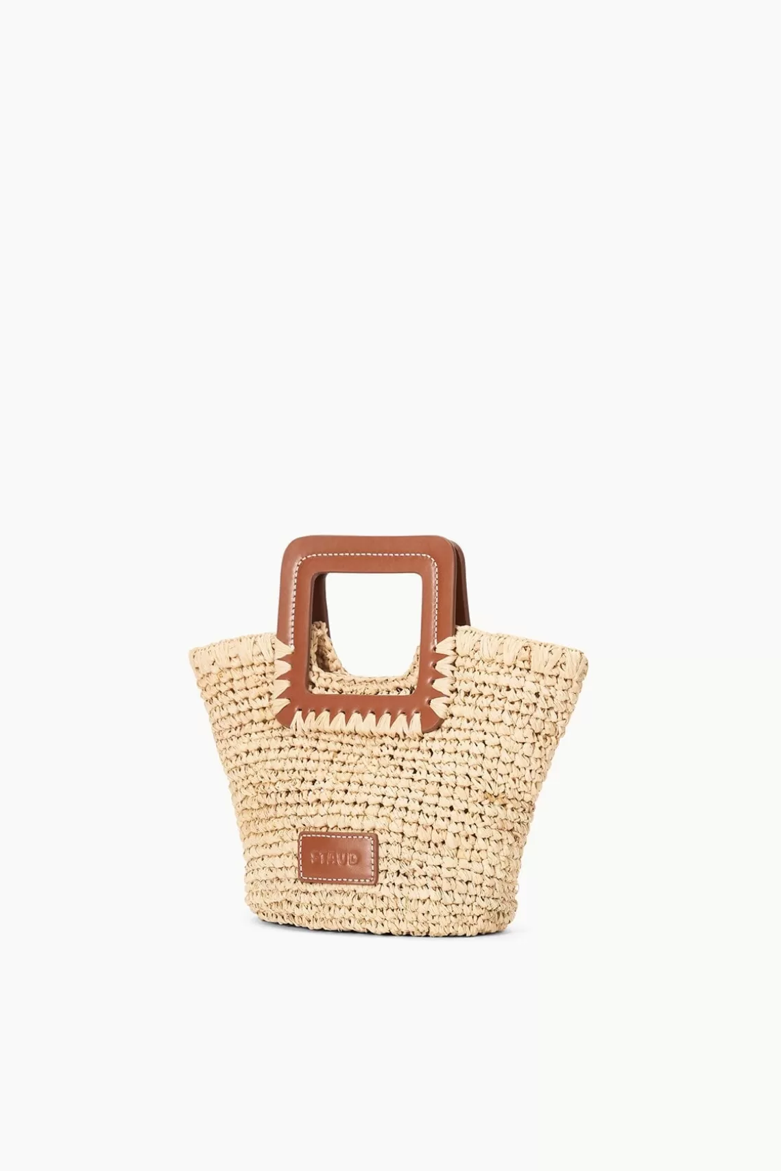 STAUD SHIRLEY MINI BUCKET BAG  NATURAL RAFFIA