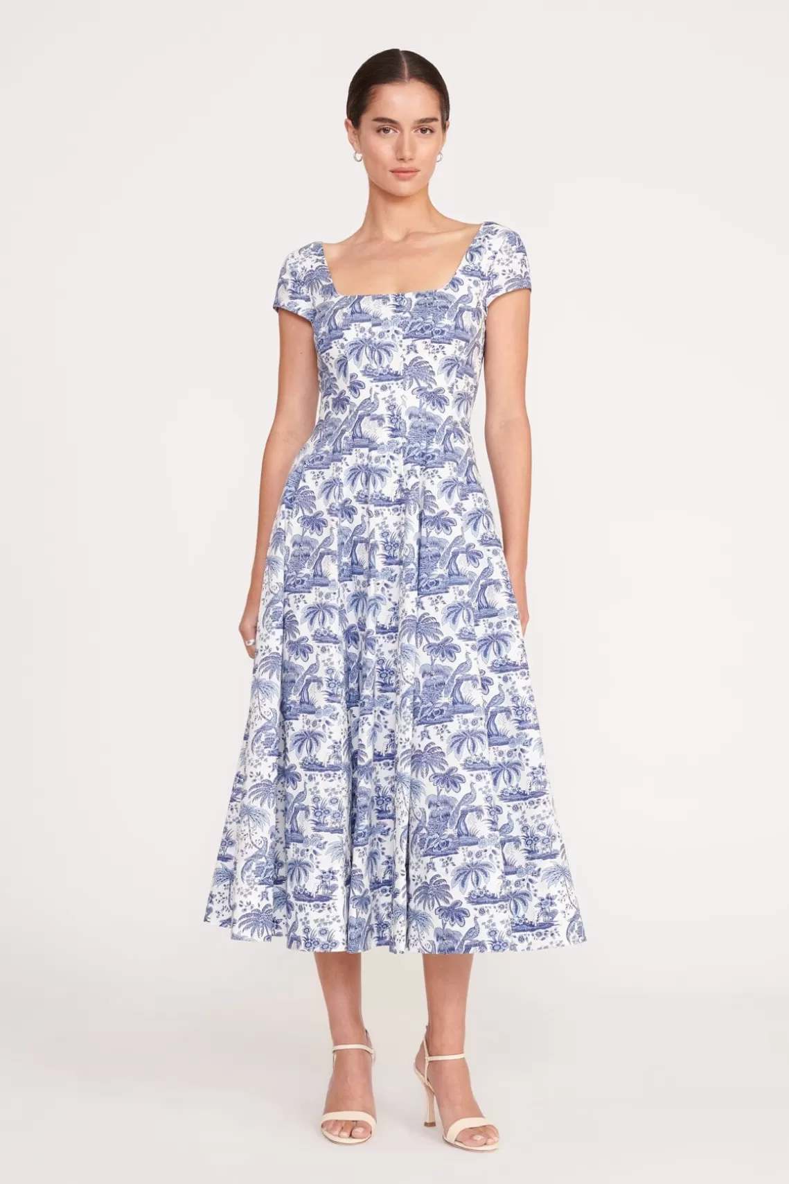 STAUD SHORT SLEEVE WELLS DRESS  BLUE TOILE