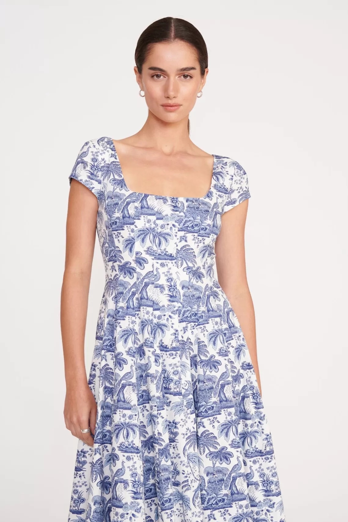 STAUD SHORT SLEEVE WELLS DRESS  BLUE TOILE