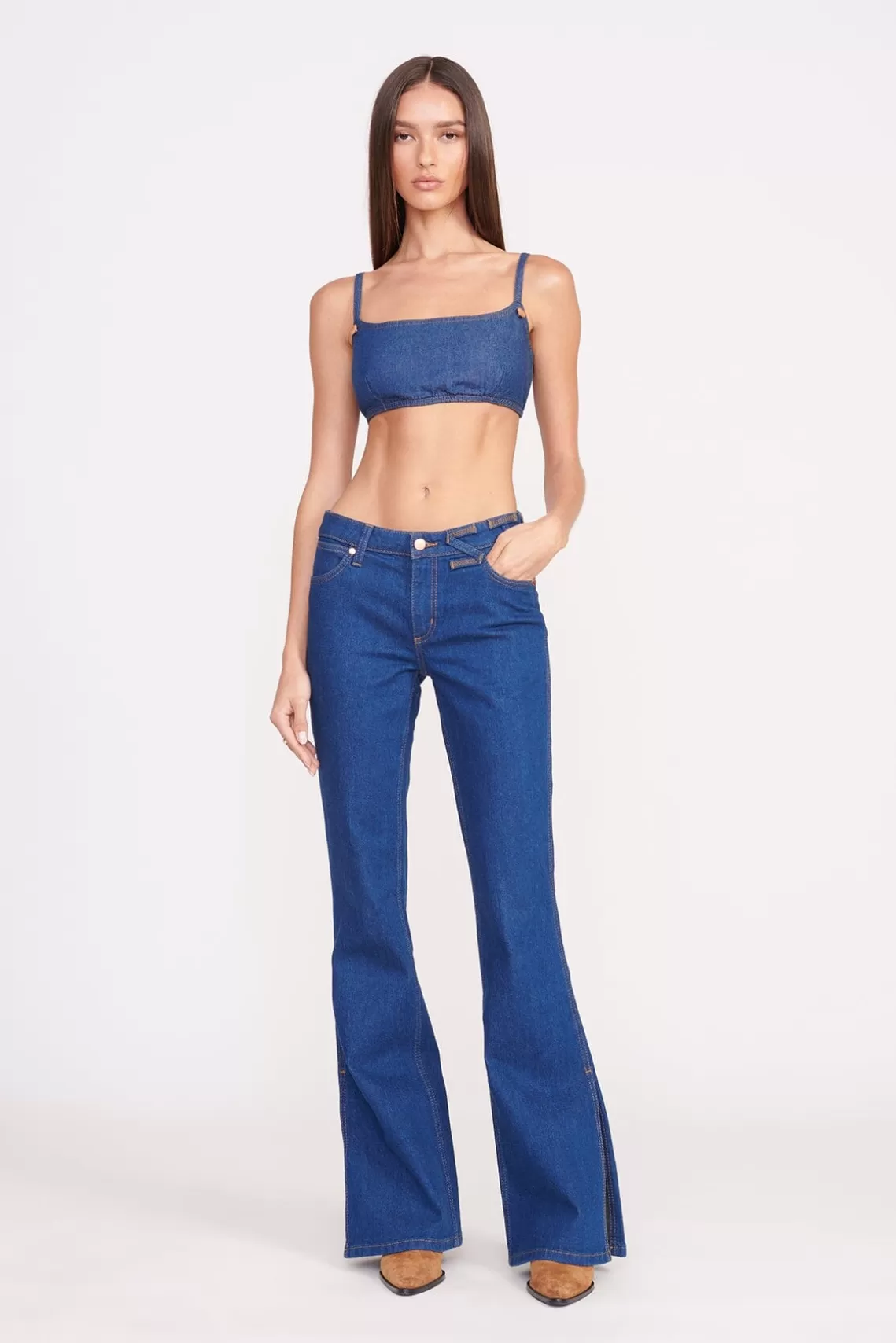 STAUD + WRANGLER THE BIKINI JEAN  DARK RINSE