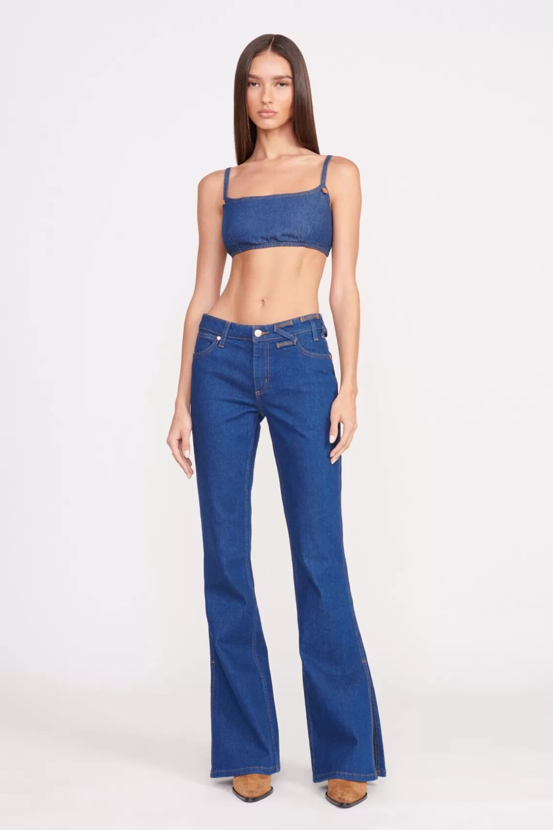 STAUD + WRANGLER THE BIKINI JEAN  DARK RINSE