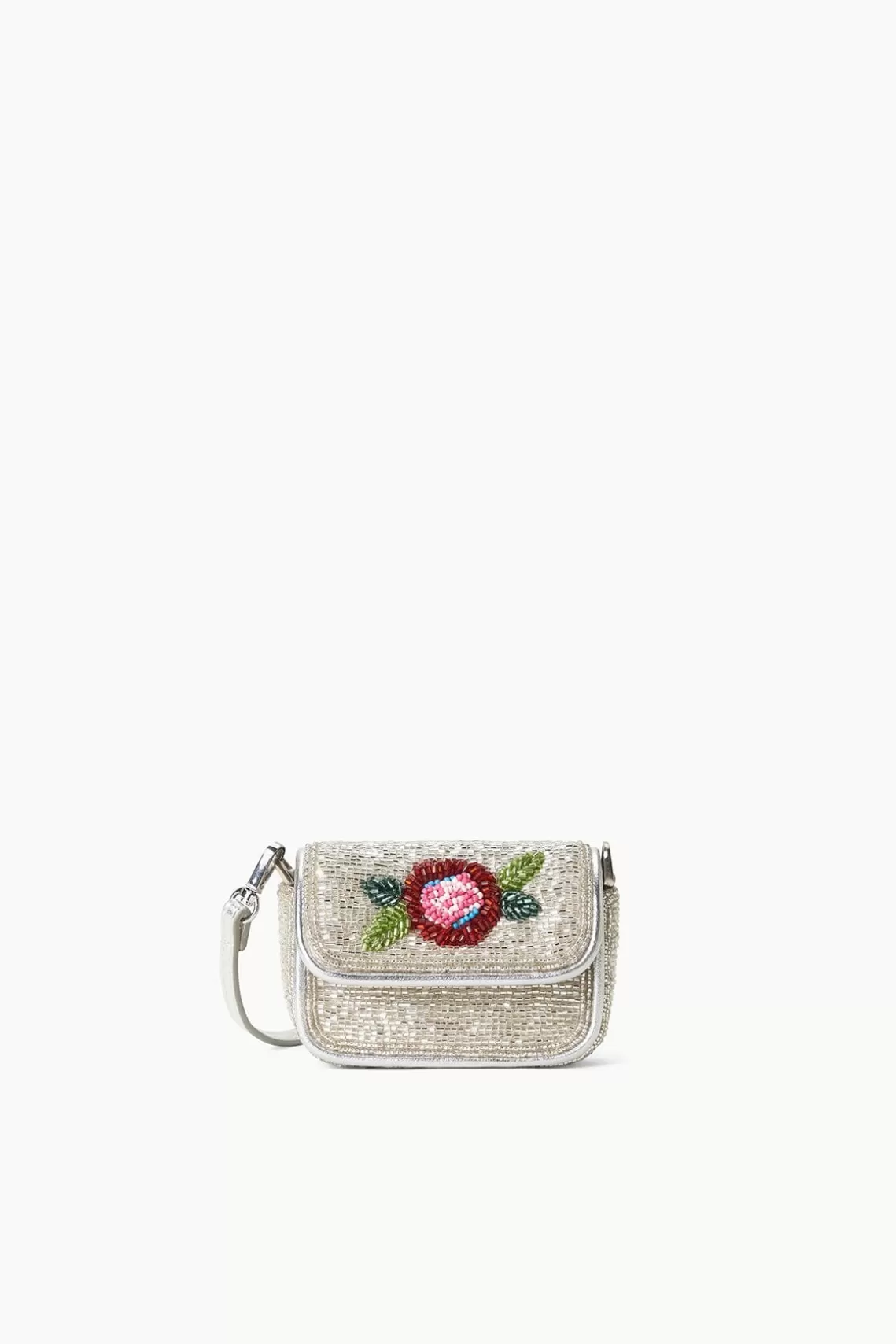 STAUD TINY TOMMY BEADED CROSSBODY  DIAMOND ROSE