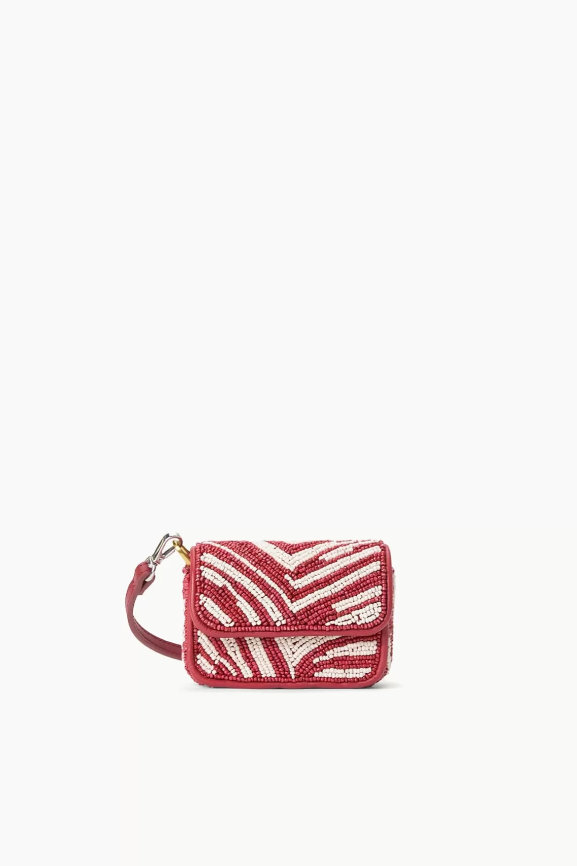 STAUD TINY TOMMY BEADED CROSSBODY  SCARLET WHITE