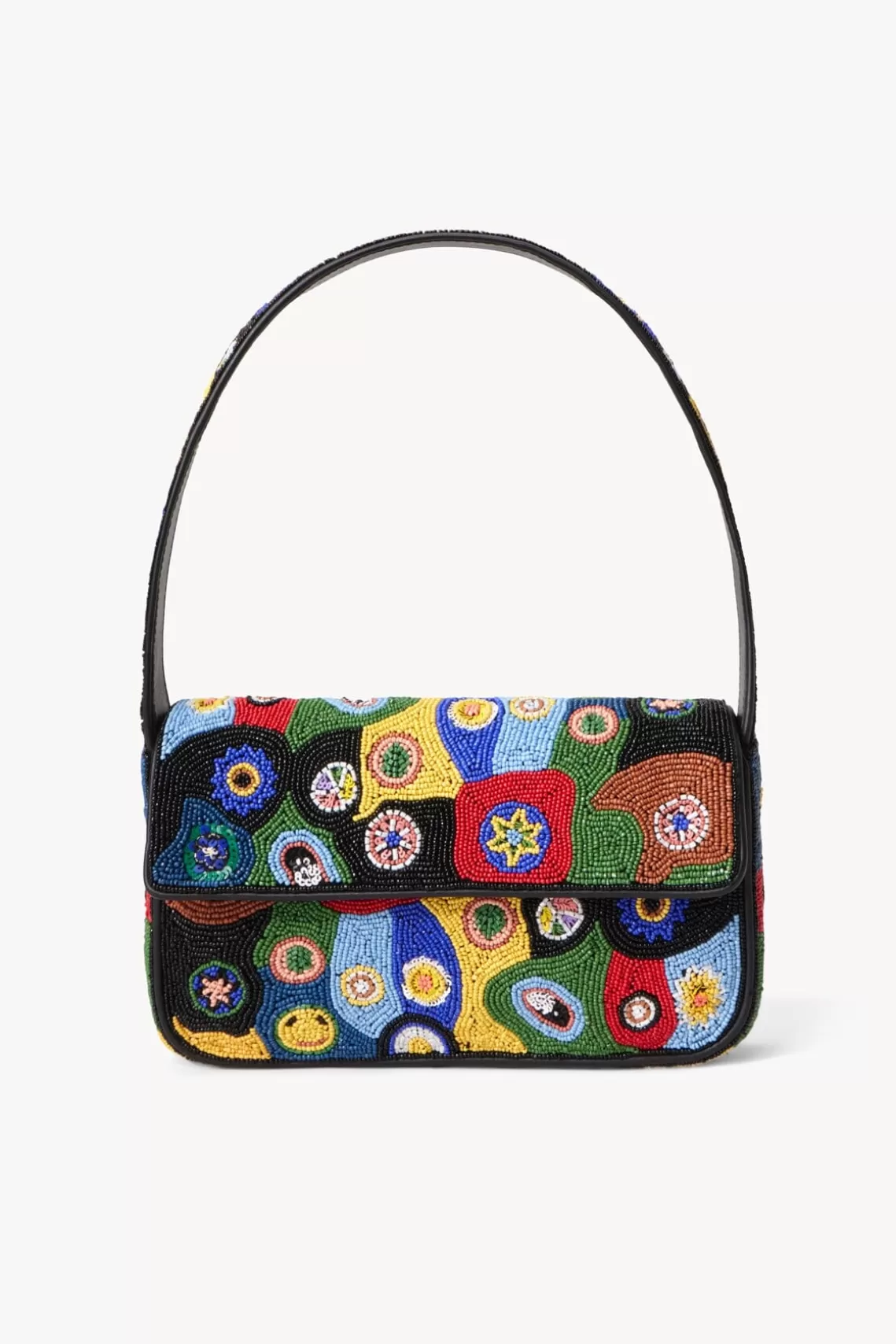 STAUD TOMMY BEADED BAG  BLACK MILLEFIORI