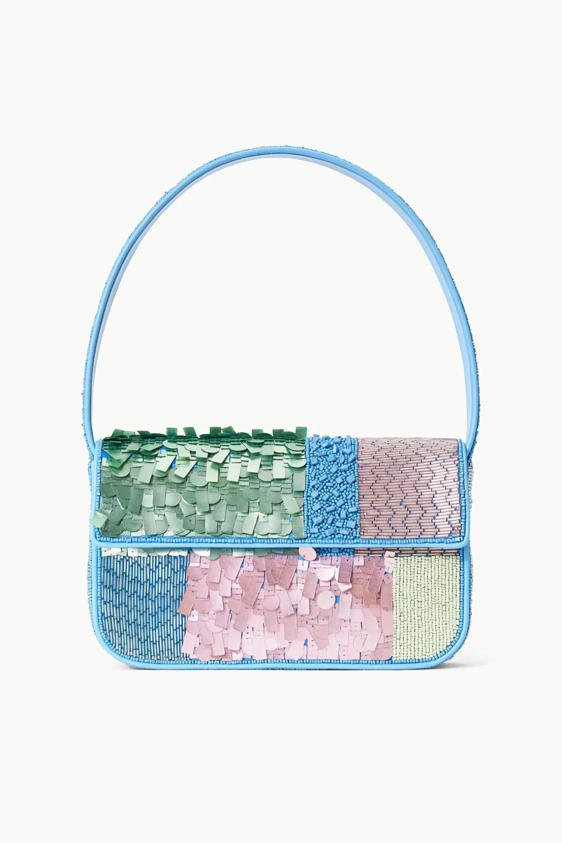 STAUD TOMMY BEADED BAG  PATCHWORK SHERBET