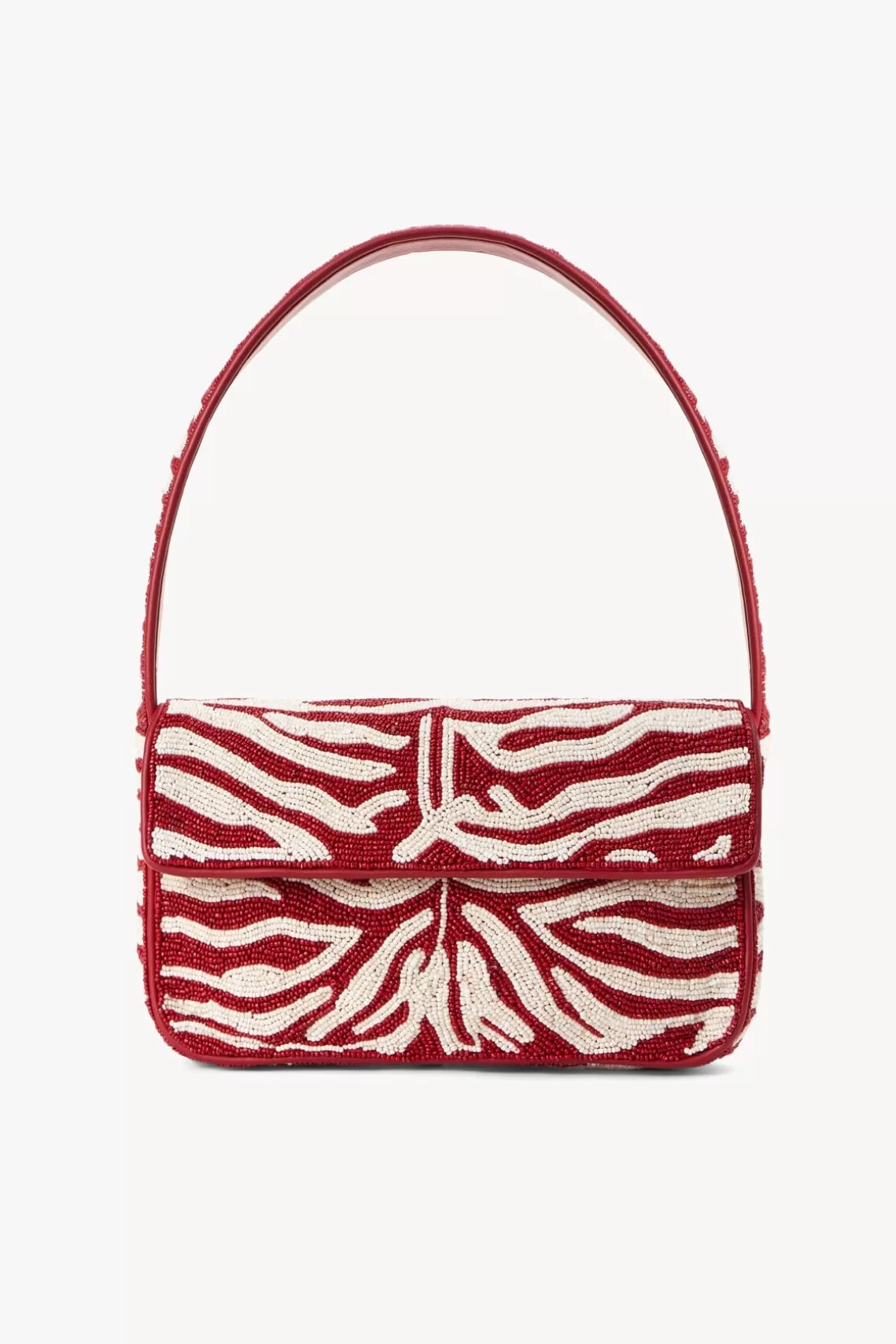 STAUD TOMMY BEADED BAG  SCARLET WHITE