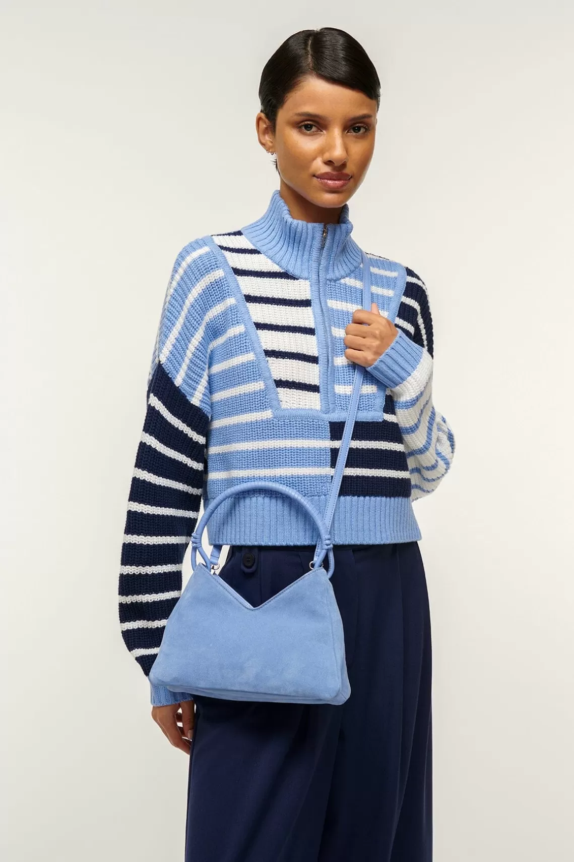 STAUD VALERIE SHOULDER BAG  BLUE HYDRANGEA