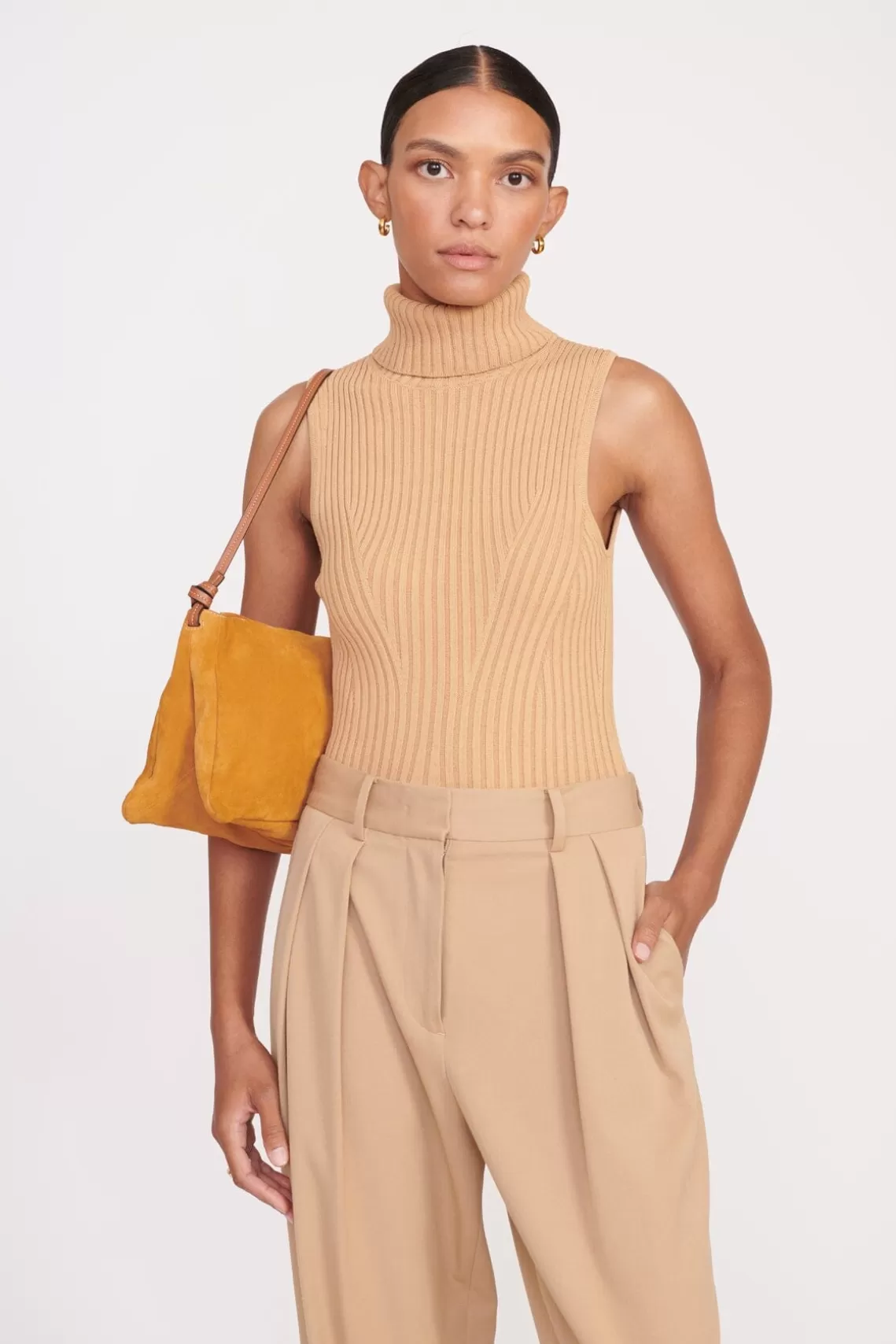 STAUD VIVI SHOULDER BAG  TAN SUEDE