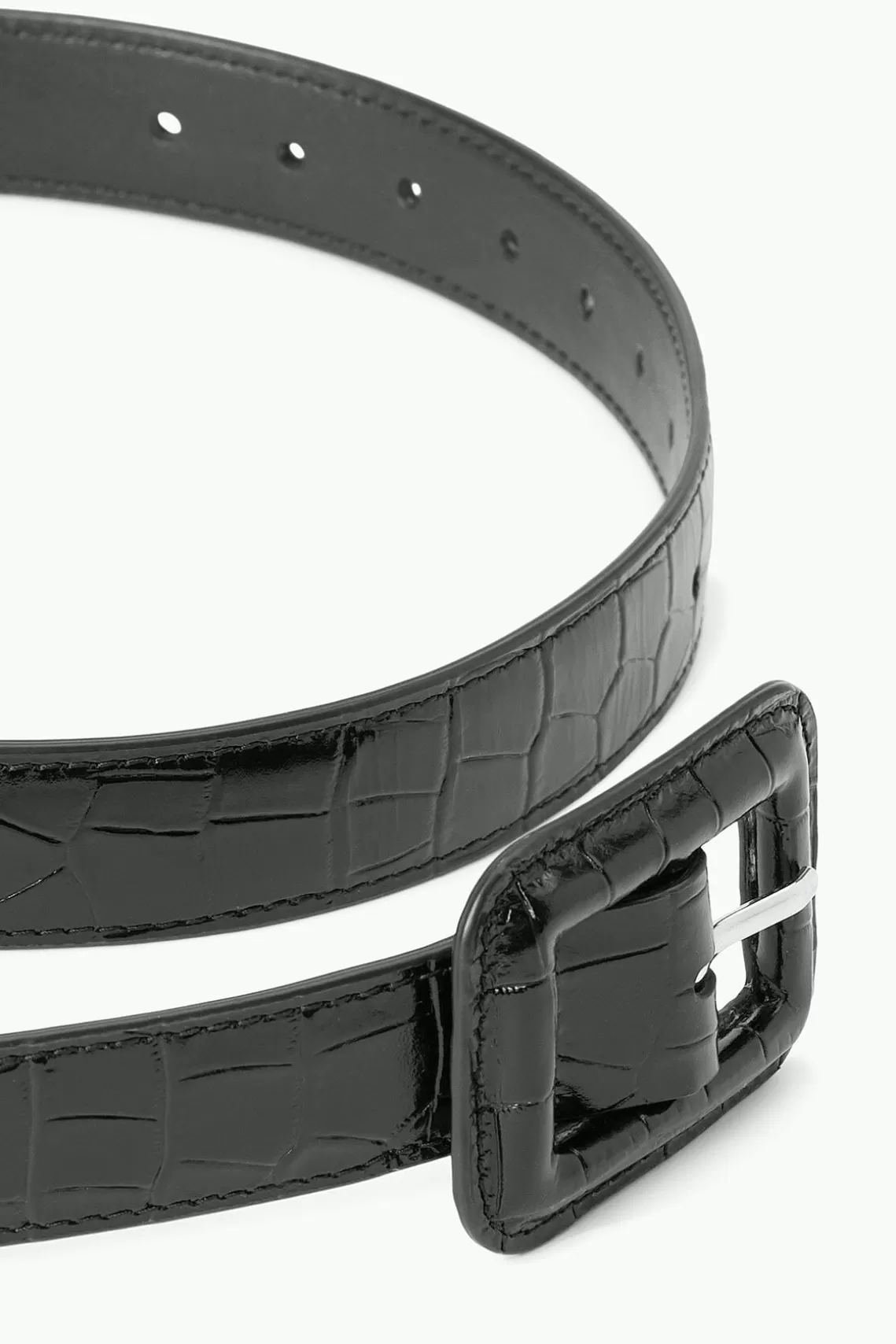 STAUD WAIST BELT  BLACK CROC EMBOSSED