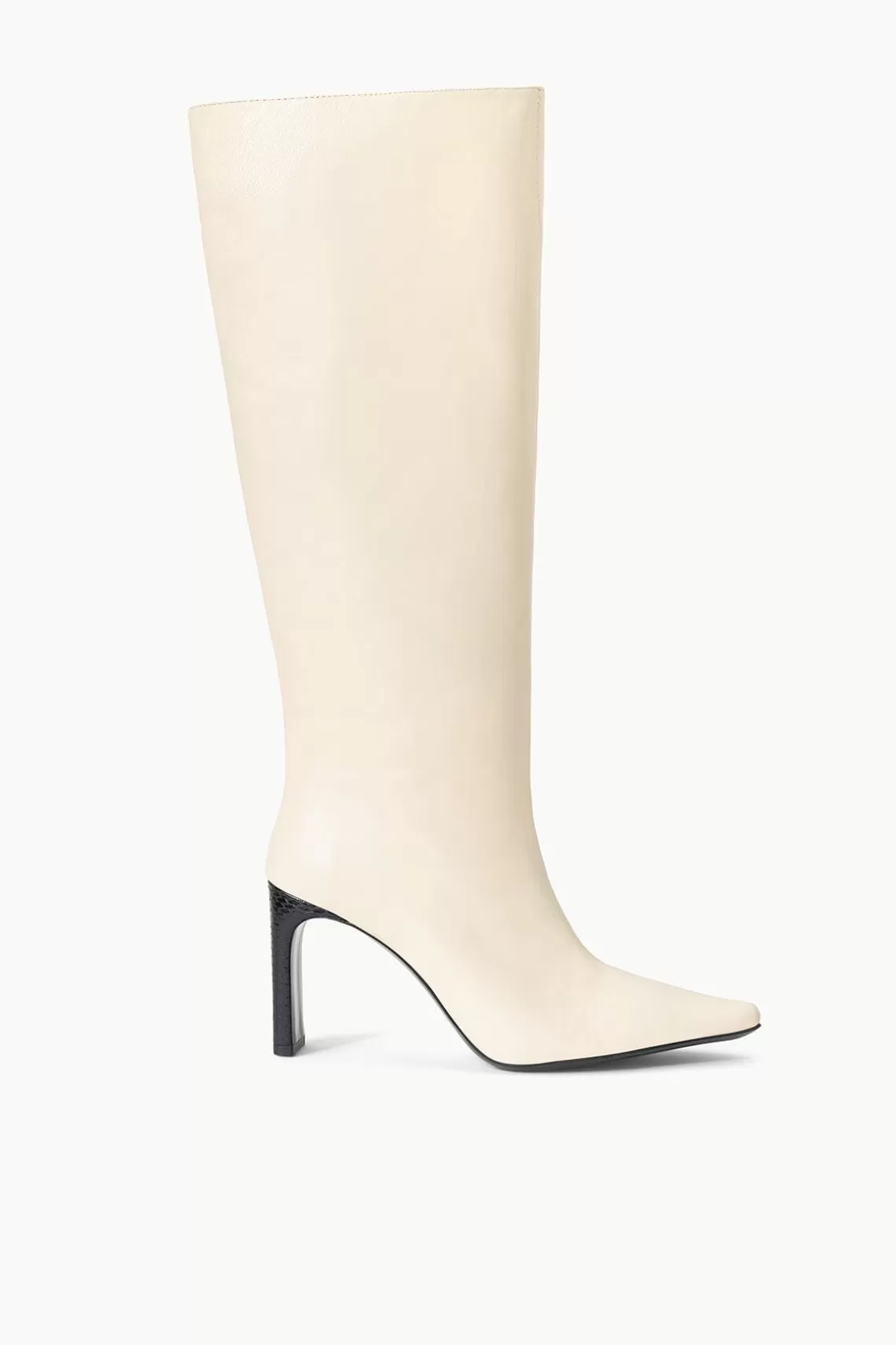 STAUD WALLY HIGH HEEL BOOT  CREAM BLACK