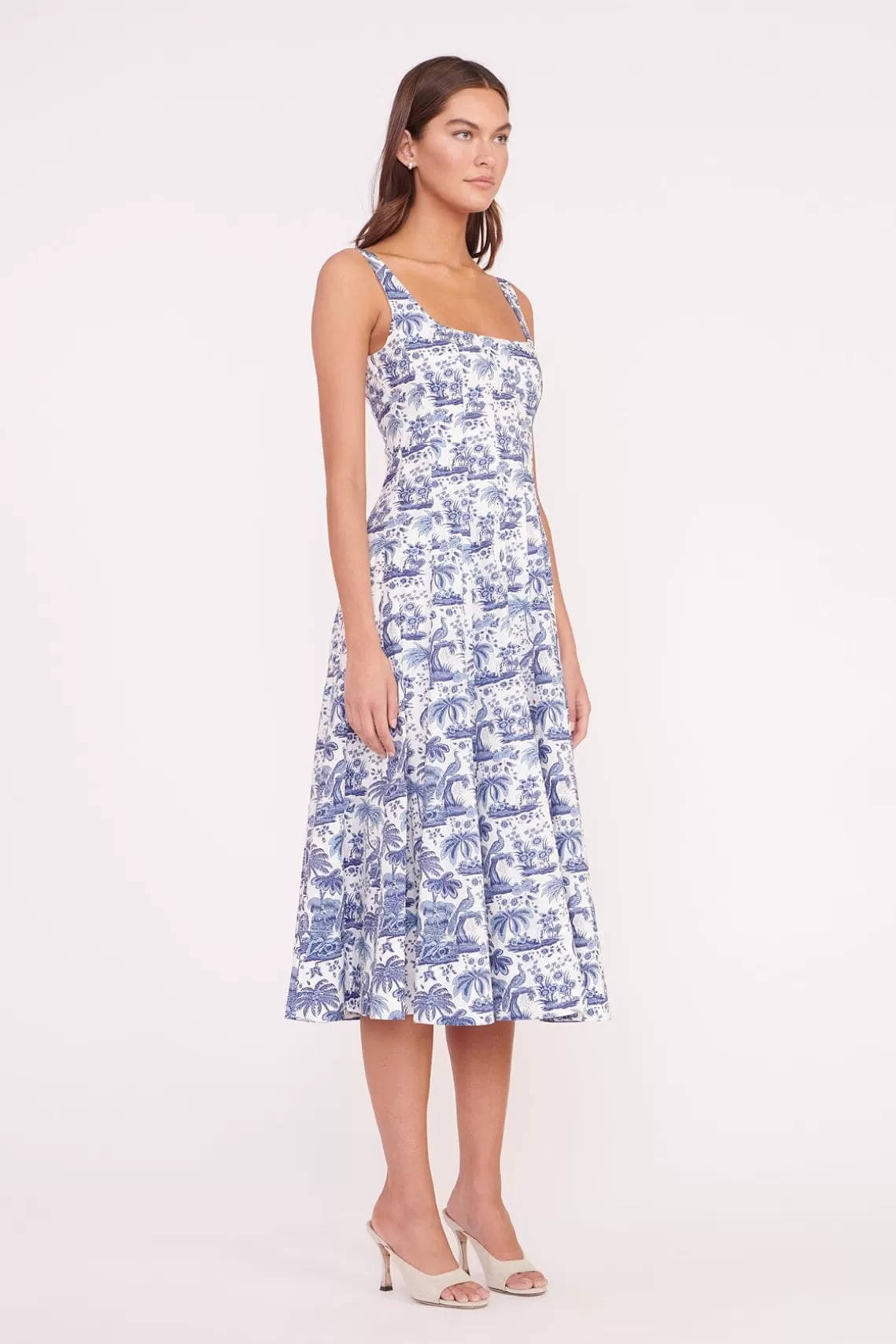 STAUD WELLS DRESS  BLUE TOILE