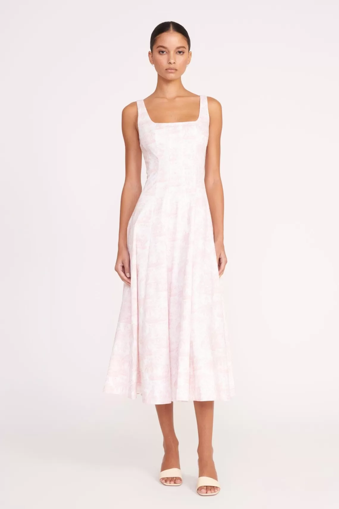 STAUD WELLS DRESS  IVORY CHERRY BLOSSOM TOILE