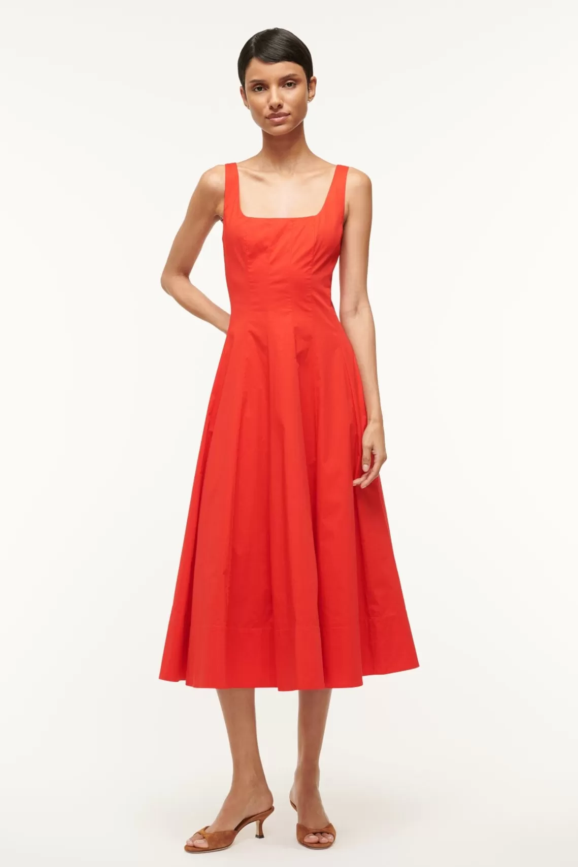 STAUD WELLS DRESS  RED ROSE