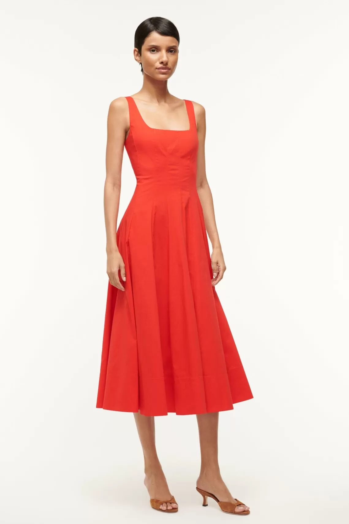 STAUD WELLS DRESS  RED ROSE