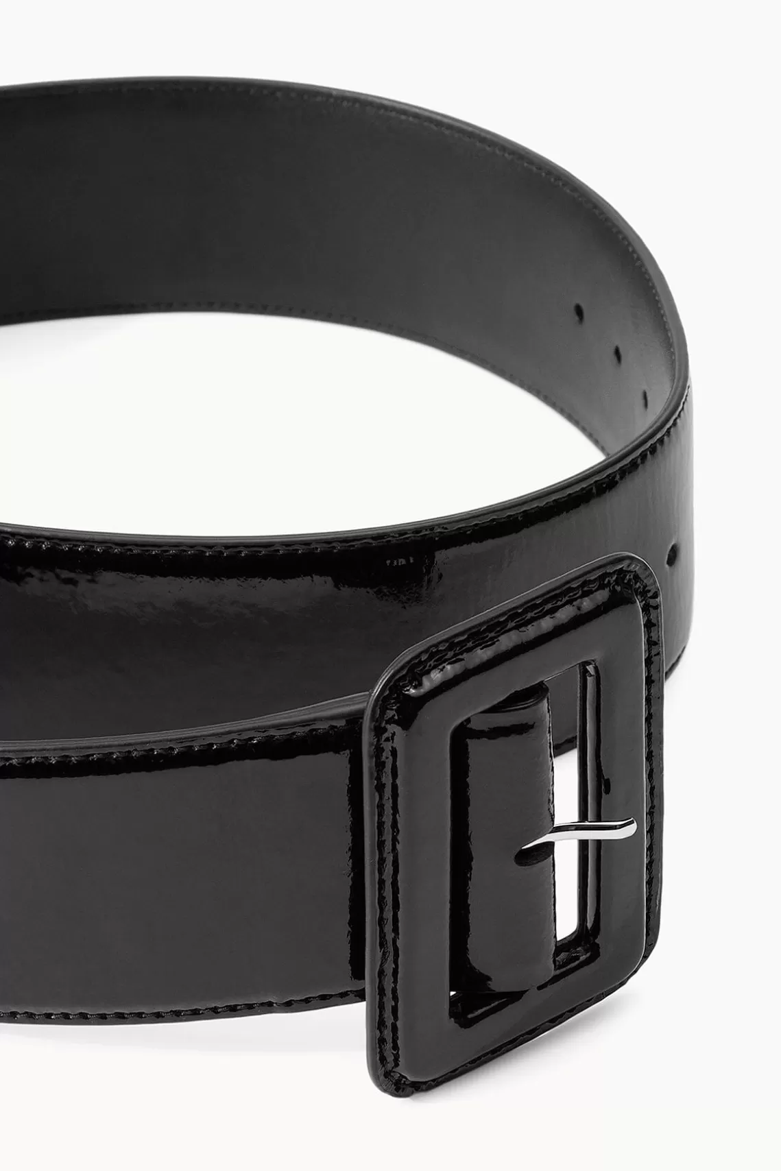 STAUD WIDE WAIST BELT  BLACK PATENT